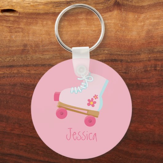 Rosa Rollerskates Schlüsselanhänger (Vorderseite)
