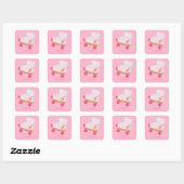 Rosa Rollerskates Square Stickers (Blatt)