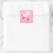 Rosa Rollerskates Square Stickers (Tasche)
