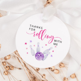 Rosa Rolling Bowling Birthday Party Geschenkanhänger