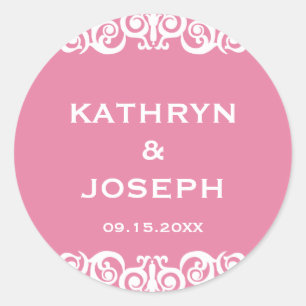 Rosa-Romance-Etikett für Viktorianische Gastgesche Runder Aufkleber
