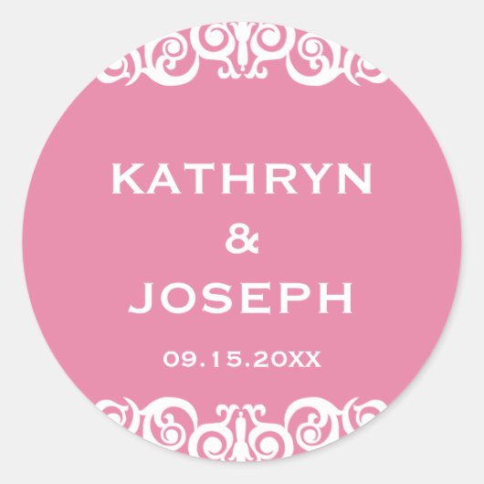 Rosa-Romance-Etikett für Viktorianische Gastgesche Runder Aufkleber (Vorderseite)