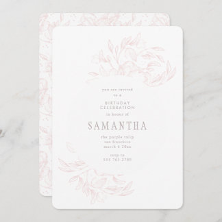 Rosa Romantik Gezeichnet Blumengeburt Einladung