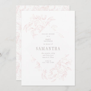 Rosa Romantische Blumendusche Einladung