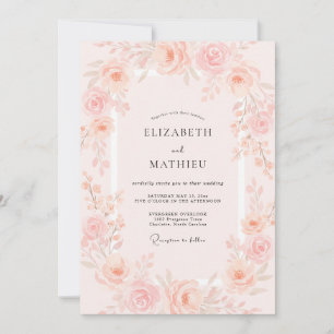 Rosa Romantische Frühlingshochzeit Einladung