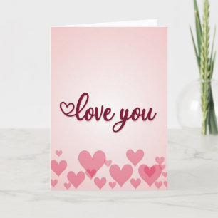 Rosa romantische Love You Herzen Karte