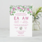 Rosa romantische Rose Hochzeit Einladung (Stehend Vorderseite)