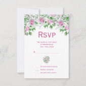 Rosa romantische Rose Hochzeit RSVP Karte (Vorderseite)