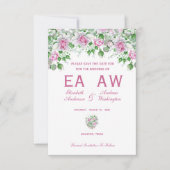 Rosa romantische Rose Hochzeit Save The Date (Vorderseite)