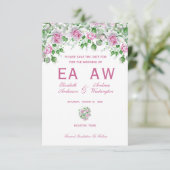 Rosa romantische Rose Hochzeit Save The Date (Stehend Vorderseite)