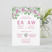 Rosa Romantische Rose Hochzeitsessen Probe Einladung (Stehend Vorderseite)