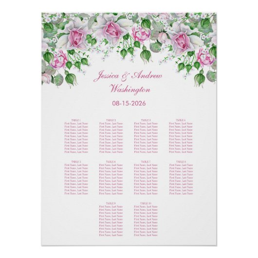Rosa romantische Rose Hochzeitsstift Poster (Vorderseite)