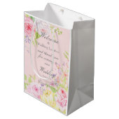 Rosa romantische Rose Mittlere Geschenktüte (Vorderseite Schrägansicht)