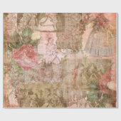 Rosa romantisches Jane-Leinen-Packpapier Geschenkpapier (Flach)