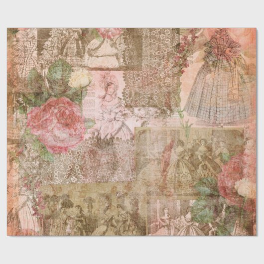 Rosa romantisches Jane-Leinen-Packpapier Geschenkpapier (Flach)