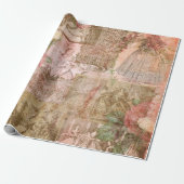 Rosa romantisches Jane-Leinen-Packpapier Geschenkpapier (Ungerollt)