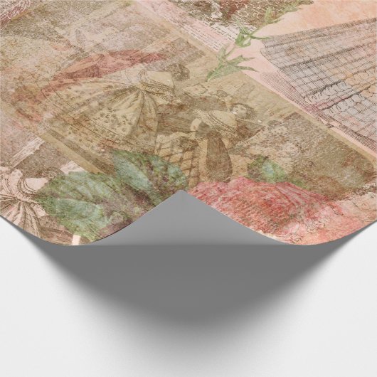 Rosa romantisches Jane-Leinen-Packpapier Geschenkpapier (Ecke)