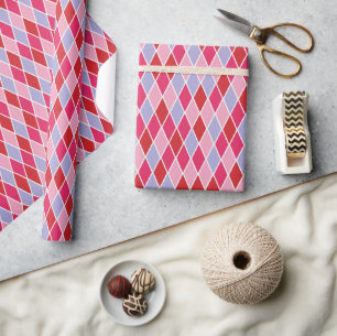 Rosa romantisches und feminines Harlekin-Muster Geschenkpapier