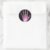 Rosa Röntgen-Skeletthand Runder Aufkleber (Tasche)