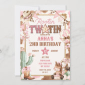 Rosa Rootin Two-Tin zweiter Geburtstag Einladung (Vorderseite)