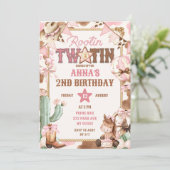 Rosa Rootin Two-Tin zweiter Geburtstag Einladung (Stehend Vorderseite)