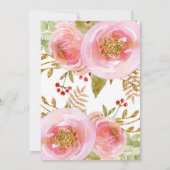 Rosa Rosa 1. Geburtstag Einladung rustikales Gold (Rückseite)