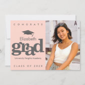 Rosa Rosa Abschluss Foto Graue Kappe Ankündigung (Vorderseite)