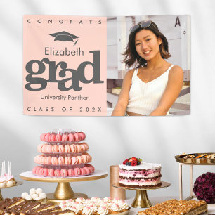 Rosa Rosa Abschluss Foto graue Kappe fett modern Banner