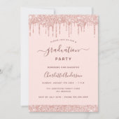 Rosa-Rosa-Abschlussfeier Rose Goldmädchen Einladung (Vorderseite)