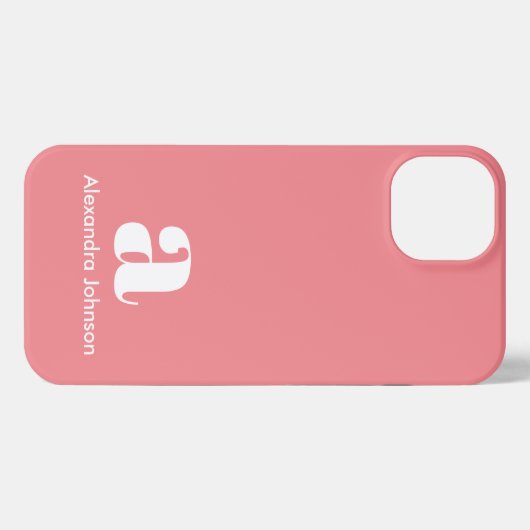 Rosa Rosa Anfangsname Monogram Minimal Modernste iPhone Hülle (Rückseite (Horizontal))