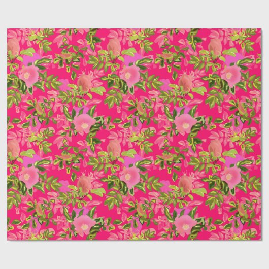 Rosa rosa angesagt, rosa wilde Rose angesagt Geschenkpapier (Flach)
