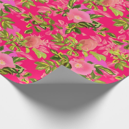 Rosa rosa angesagt, rosa wilde Rose angesagt Geschenkpapier (Ecke)