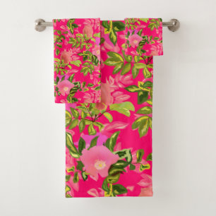Rosa rosa angesagte, rosa wilde Rose angesagt Badhandtuch Set