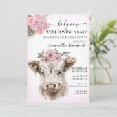 Rosa-Rosa-Babydusche Einladung (Stehend Vorderseite)