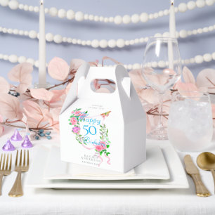 Rosa rosa Band 50. Geburtstag  Geschenkschachtel