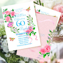 Rosa rosa Band 60. Geburtstagseinladung