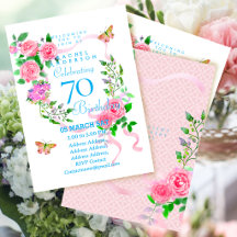 Rosa rosa Band 70. Geburtstagseinladung