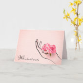 Rosa Rosa Beileid in der Hand Karte (Gelbe Blume)