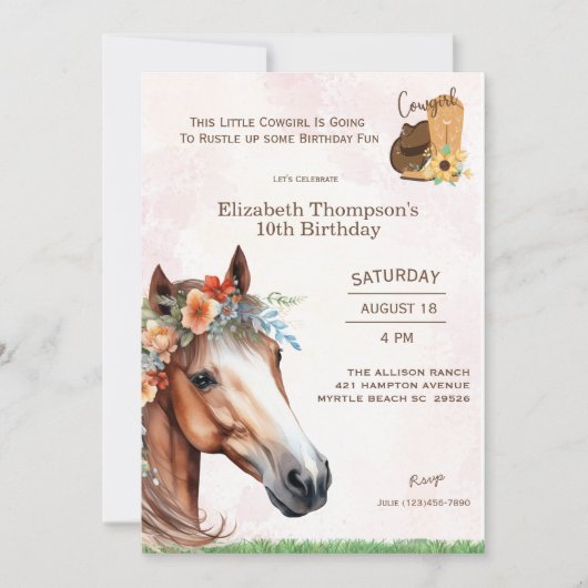 Rosa Rosa Bläsergeburt Einladung (Vorderseite)