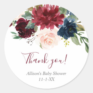 Rosa Rosa, blau, blumengrün, elegant Runder Aufkleber