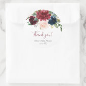 Rosa Rosa, blau, blumengrün, elegant Runder Aufkleber (Tasche)