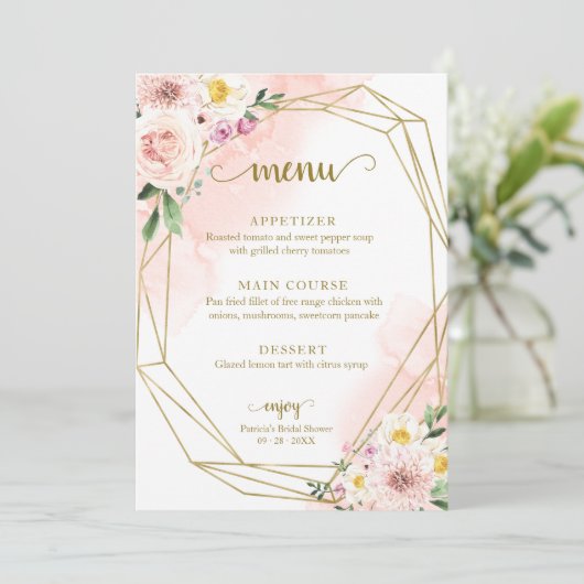 Rosa Rosa Blues Brautparty Einladung (Stehend Vorderseite)