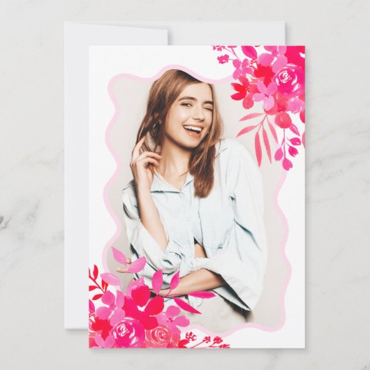 Rosa rosa blühender Abschluss Einladung (Rückseite)