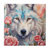 Rosa Rosa-Blume aus Weißwolf Fliese (Vorderseite)