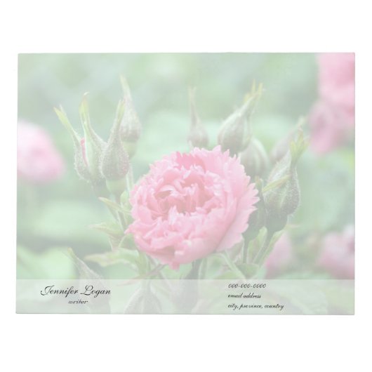 Rosa rosa Blume, Blumenfotografie. Notizblock (Vorderseite)
