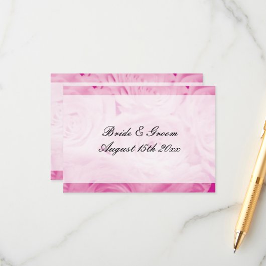 Rosa Rosa Blume Blumengarten Hochzeitssuite Begleitkarte (Vorderseite/Rückseite Beispiel)