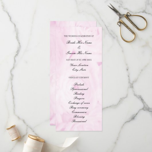 Rosa Rosa Blume Blumenzeremonie Programm (Vorderseite/Rückseite Beispiel)