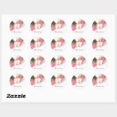 Rosa Rosa Blume Bouquet Hochzeitsticker Runder Aufkleber (Blatt)