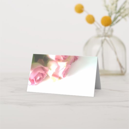 Rosa Rosa Blume Brauttisch Platzkarten (Rückseite)