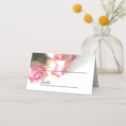 Rosa Rosa Blume Brauttisch Platzkarten (Vorderseite)